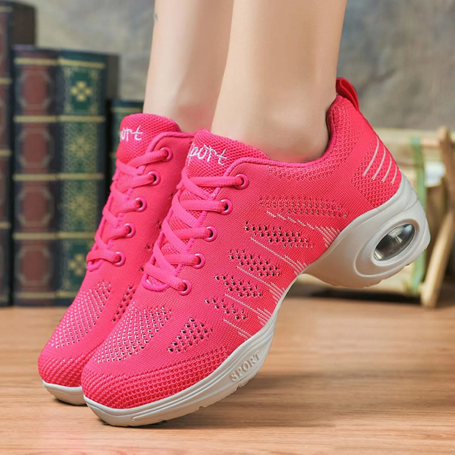 Women's Jazz Shoes Split Sole Dance Sneakers Lace Up Zumba Modern Shoes