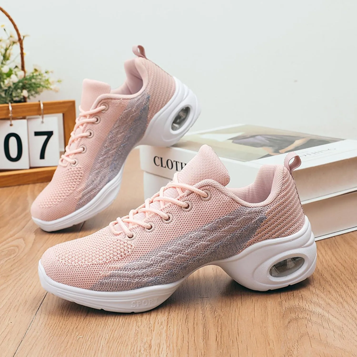 Women's Jazz Shoes Split Sole Dance Sneakers Lace Up Zumba Modern Shoes