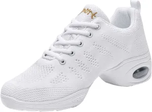 Women's Jazz Shoes Split Sole Dance Sneakers Lace Up Zumba Modern Shoes