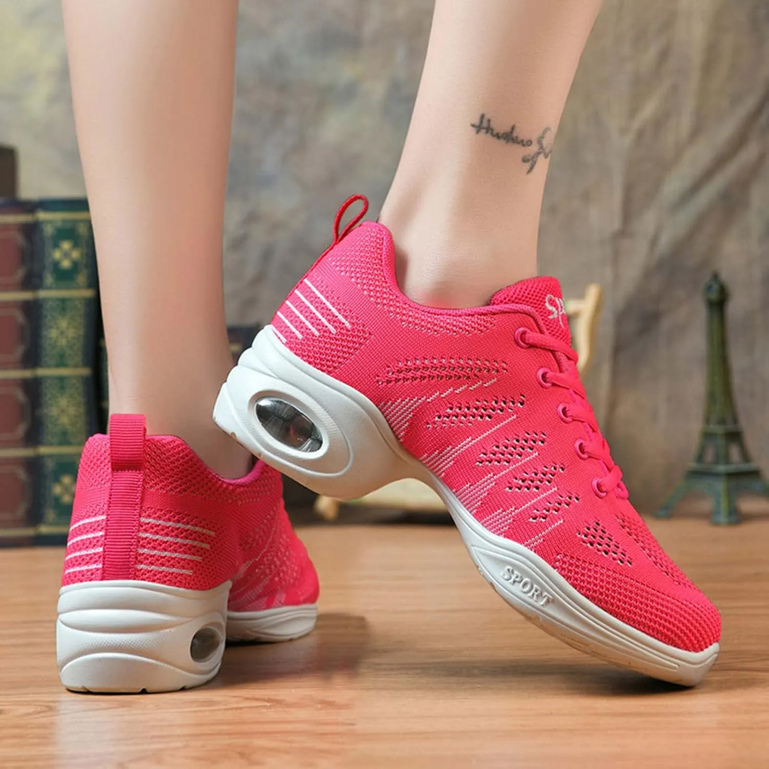 Women's Jazz Shoes Split Sole Dance Sneakers Lace Up Zumba Modern Shoes