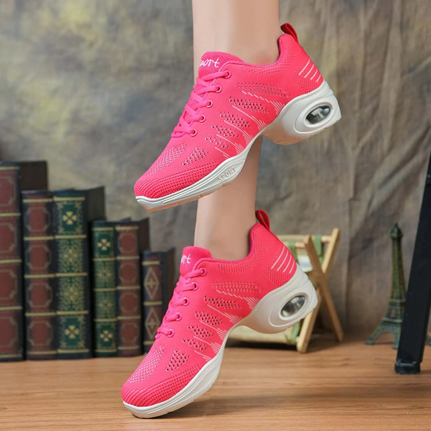 Women's Jazz Shoes Split Sole Dance Sneakers Lace Up Zumba Modern Shoes