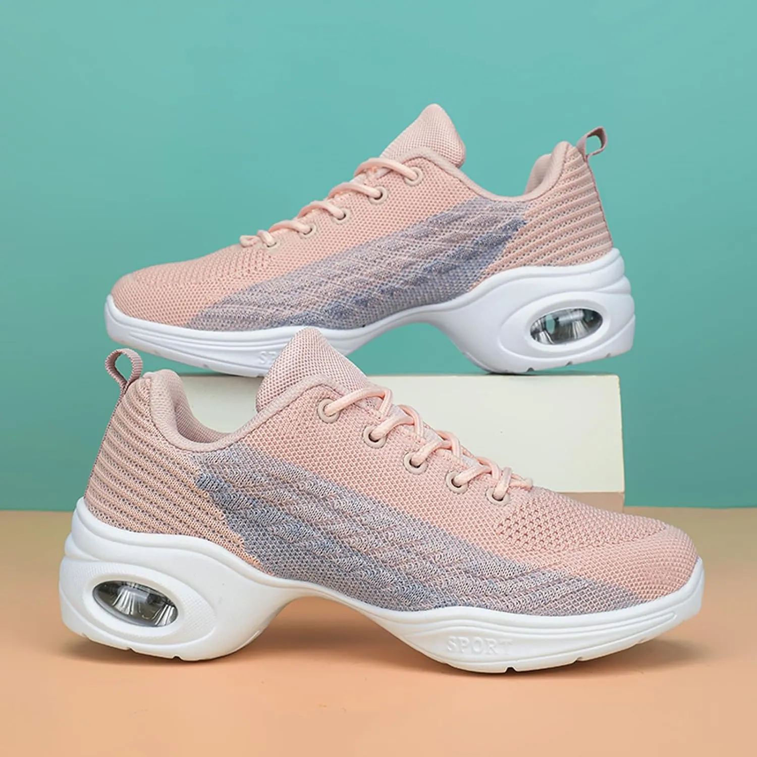 Women's Jazz Shoes Split Sole Dance Sneakers Lace Up Zumba Modern Shoes