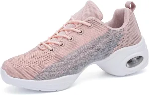 Women's Jazz Shoes Split Sole Dance Sneakers Lace Up Zumba Modern Shoes