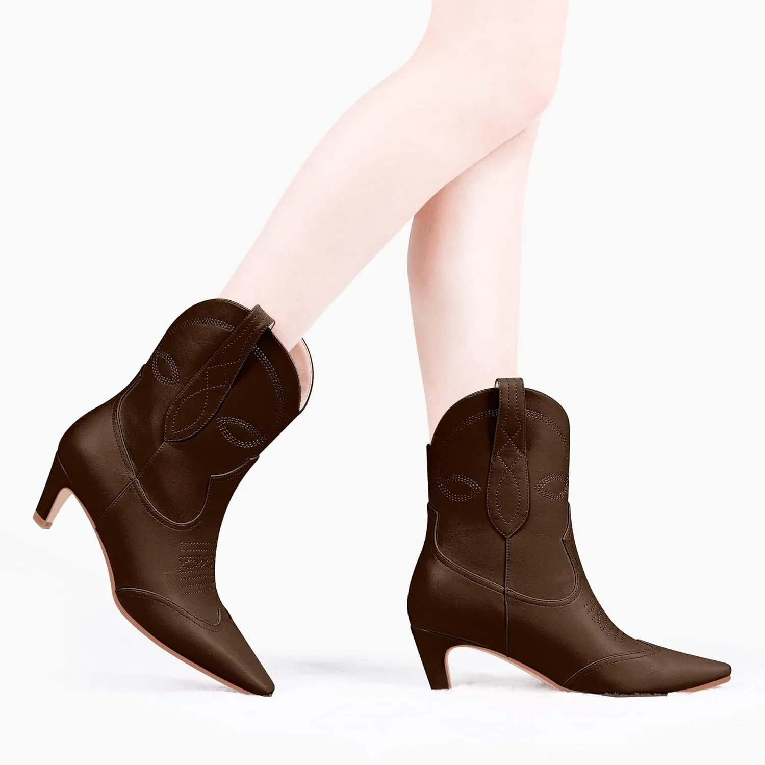 Women's kitten Heel Cowboy Cowgirl Western Ankle Embroided Booties