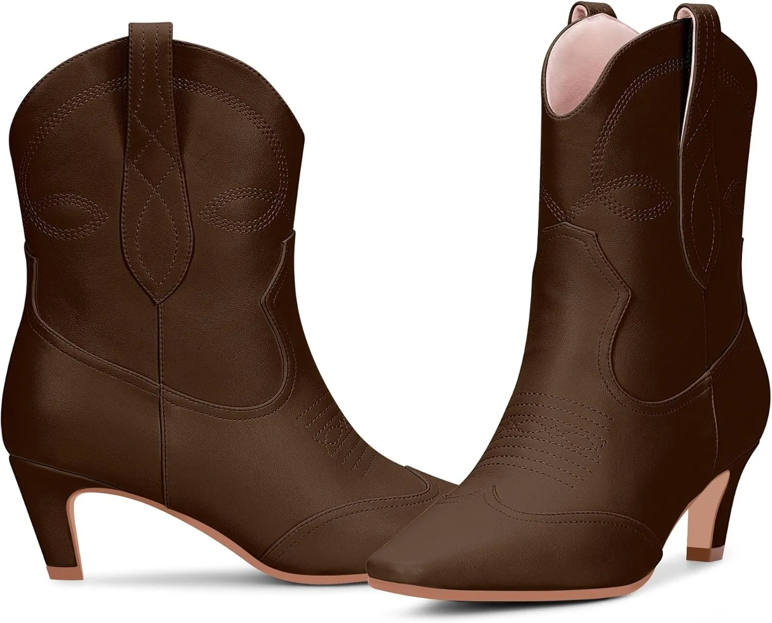 Women's kitten Heel Cowboy Cowgirl Western Ankle Embroided Booties