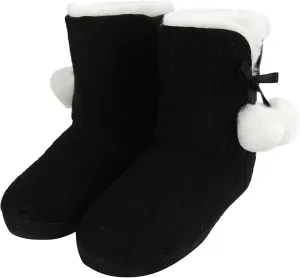 Women's Knit Slippers Indoor Warm Fluffy Home Bootie Slippers Anti-Slip House Shoes with Cute Pom Poms Soft Cozy Ankle Boots for Women