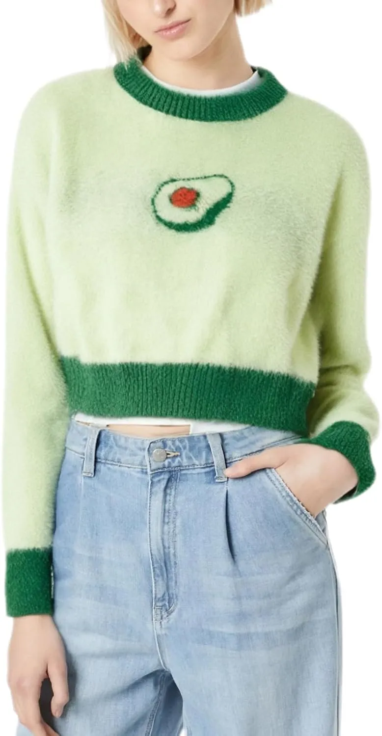 Womens Knitted Orange Sweater Casual Loose Long Sleeve Pullover Sweater Tops