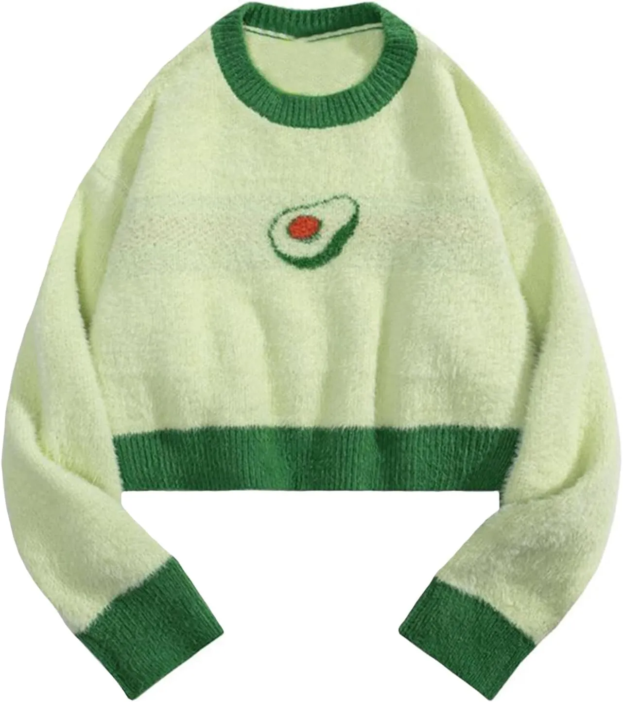 Womens Knitted Orange Sweater Casual Loose Long Sleeve Pullover Sweater Tops