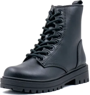 Women's Lace Up Combat Platform Ankle Boots With Thick Sole, Side Zipper Shoes Mid Calf Booties for Lady 2301-2302-2403