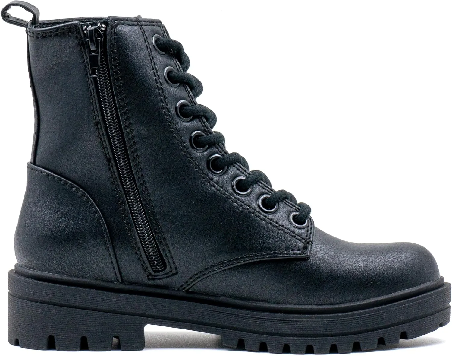 Women's Lace Up Combat Platform Ankle Boots With Thick Sole, Side Zipper Shoes Mid Calf Booties for Lady 2301-2302-2403