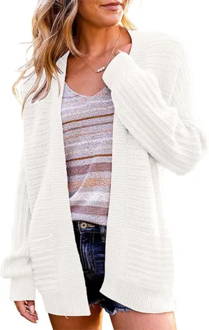 Women's Lightweight Cardigan Sweaters Casual Long Sleeve Open Front Drop Shoulder Oversized Fall Trendy Knitwear