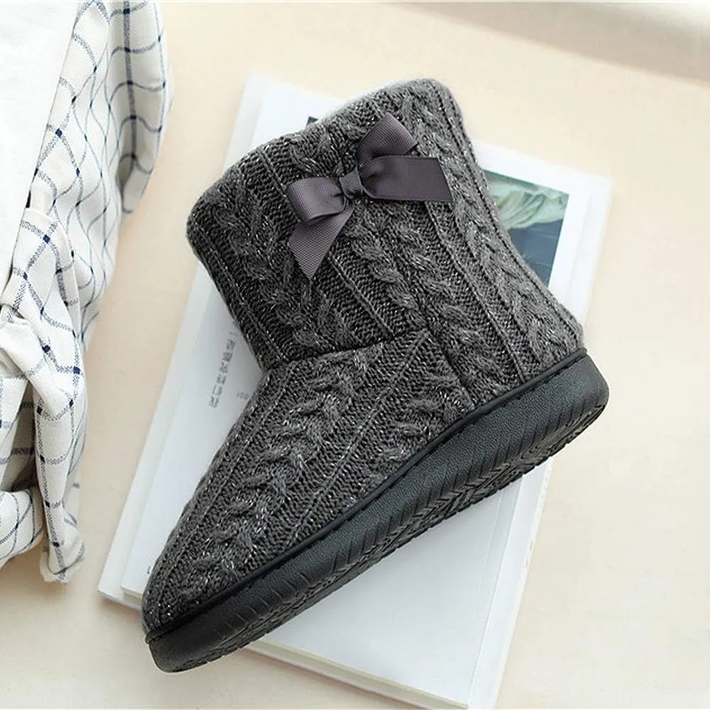Women's Men's Bootie Slippers Indoor Outdoor Warm House Slippers Memory Foam Fleece Booties Pom Poms Anti-Slip High Top House Booties (Size 4-9.5 US)