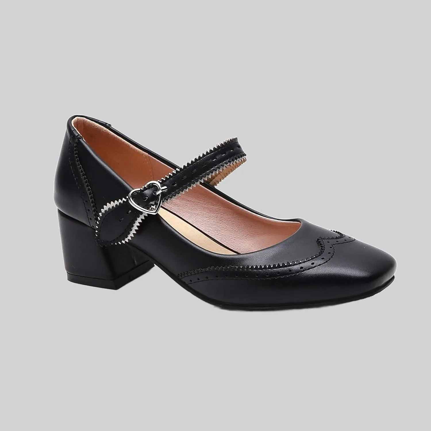 Women's Mid Heel Square Toe Mary Jane Shoes Comfortable Work Dress Casual Walking Slip On Loafers for Women Spring Summer Fashion Footwear