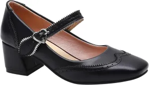 Women's Mid Heel Square Toe Mary Jane Shoes Comfortable Work Dress Casual Walking Slip On Loafers for Women Spring Summer Fashion Footwear