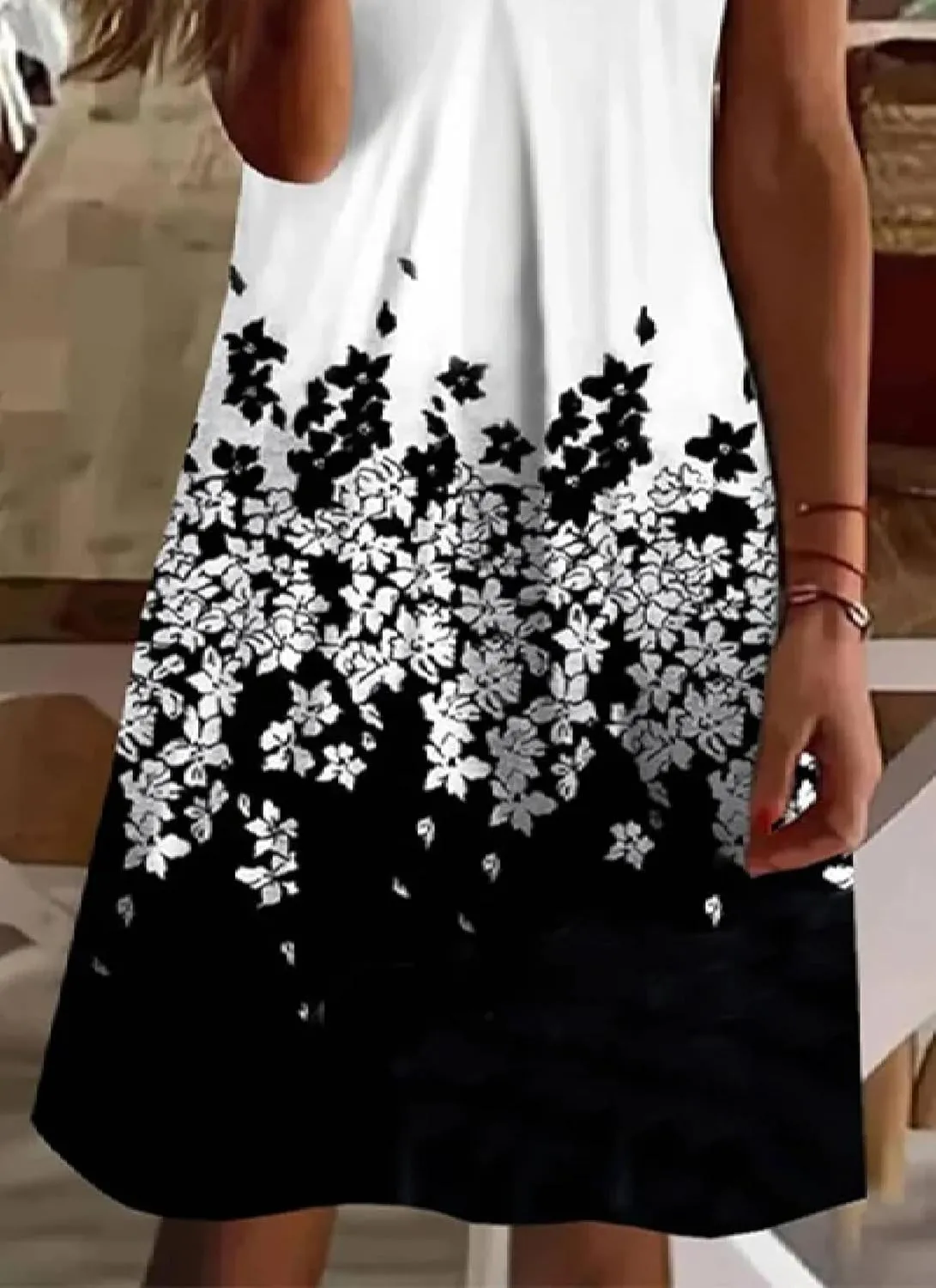 Women's Mini Dress Black and White Print Notch Neck Short Sleeve Chic Fashion 2025 Summer Spring Resort Dress