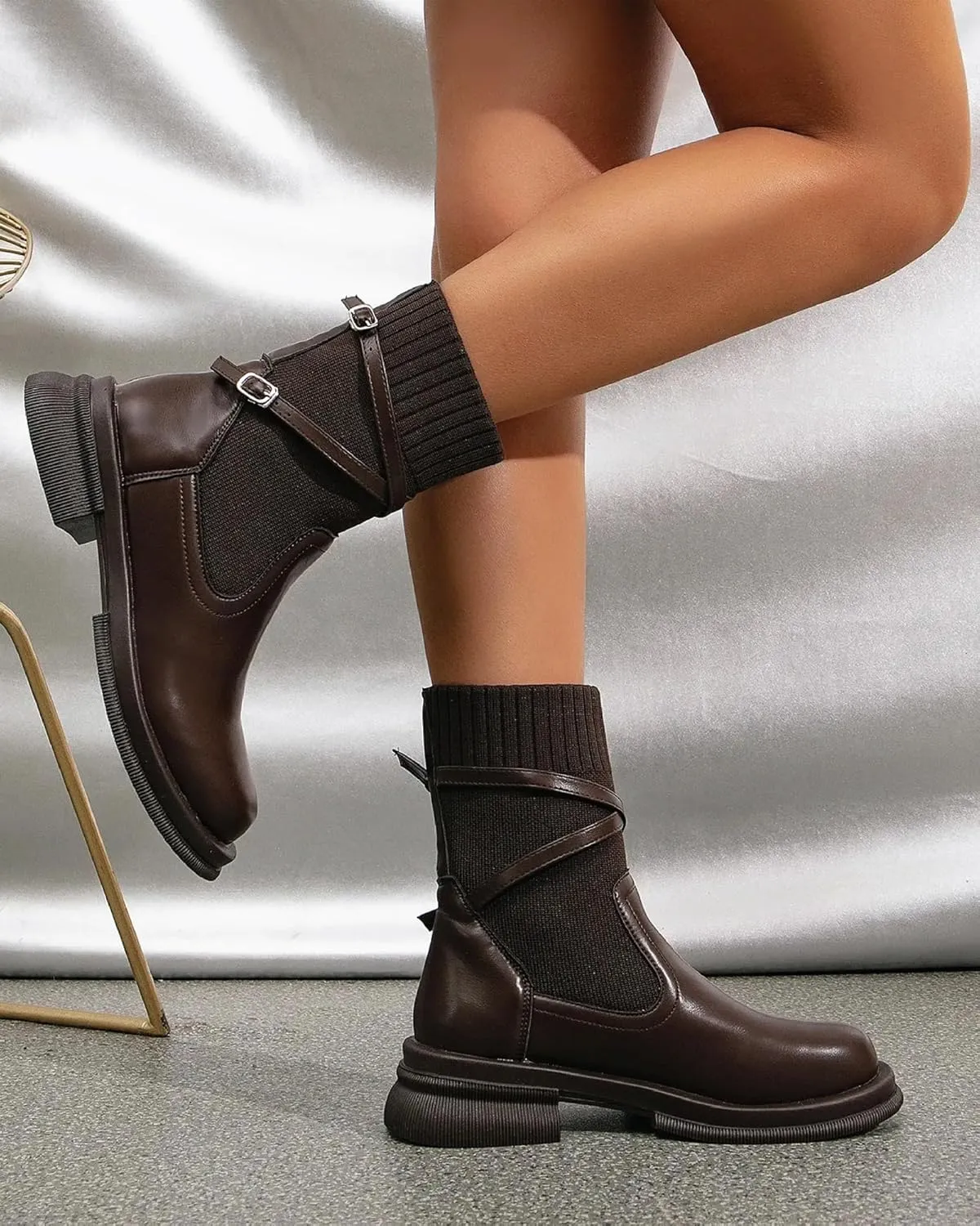 Women's MOUSSE FIT Strap Decor Ankle Boots