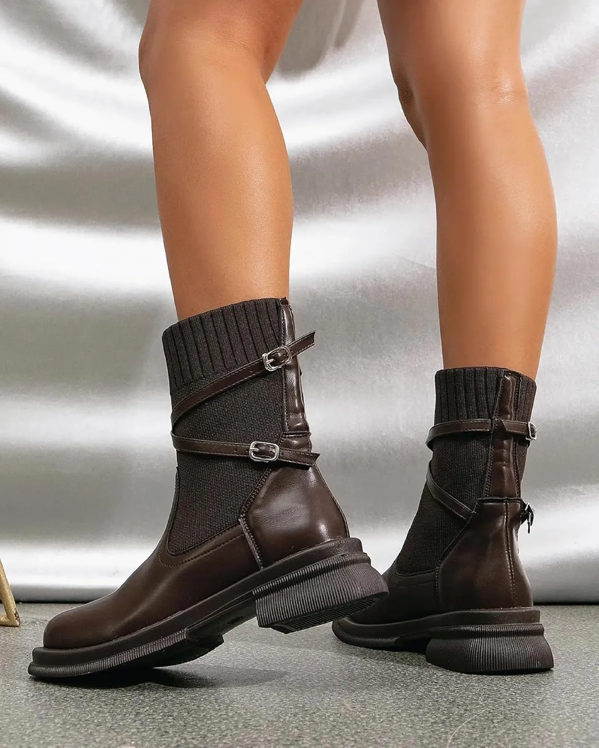 Women's MOUSSE FIT Strap Decor Ankle Boots
