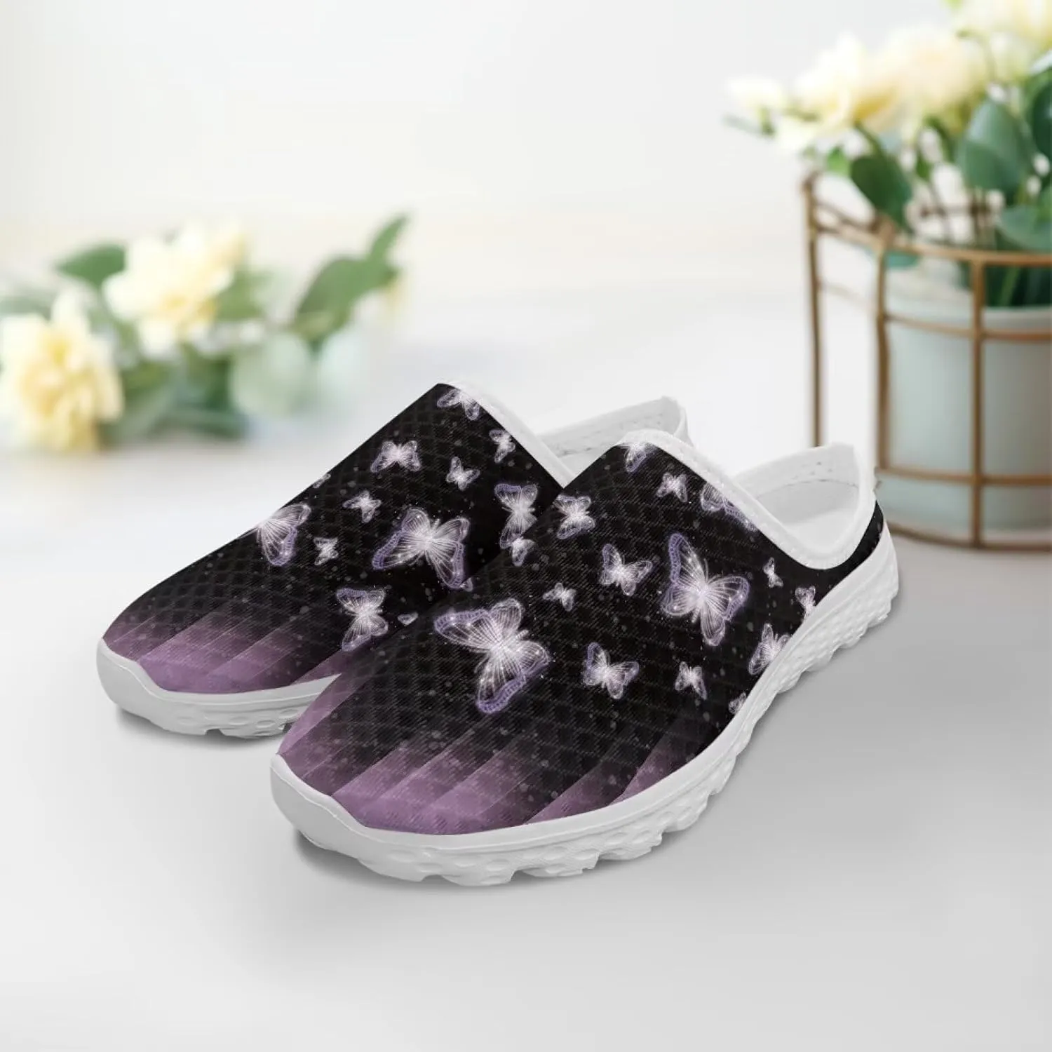 Womens Mules & Clogs Garden Shoes Backless Sneakers - Non-Slip Summer Mesh Slippers Non-Slip Outdoor Walking Shoes