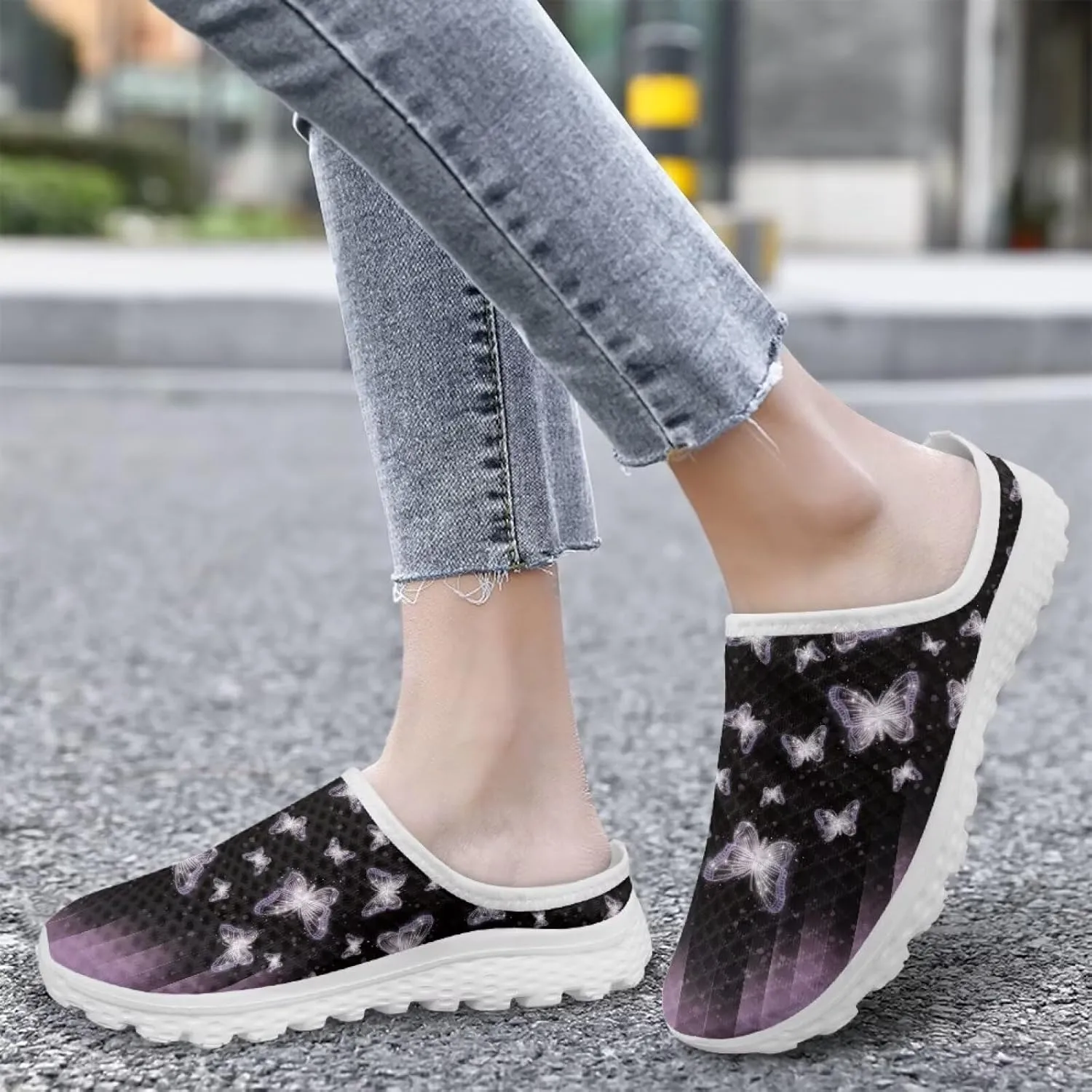 Womens Mules & Clogs Garden Shoes Backless Sneakers - Non-Slip Summer Mesh Slippers Non-Slip Outdoor Walking Shoes
