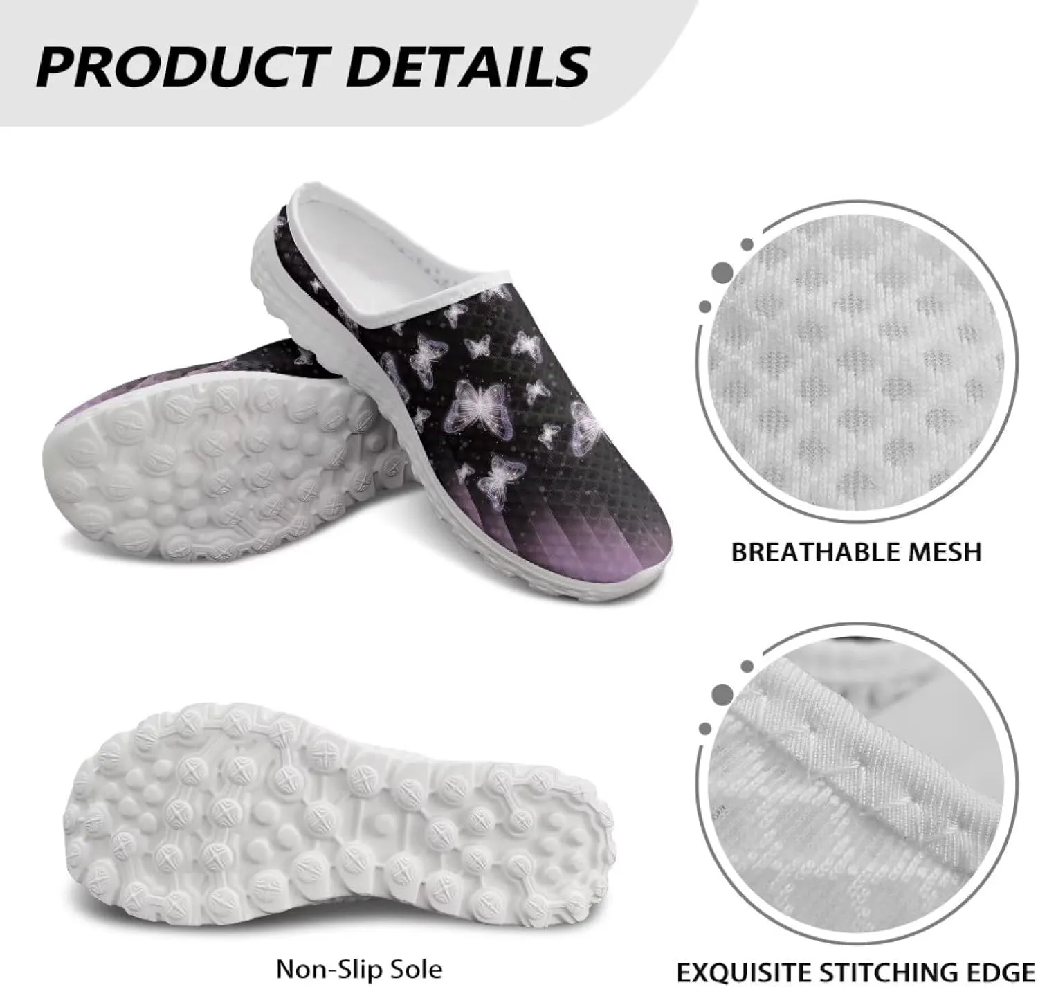 Womens Mules & Clogs Garden Shoes Backless Sneakers - Non-Slip Summer Mesh Slippers Non-Slip Outdoor Walking Shoes