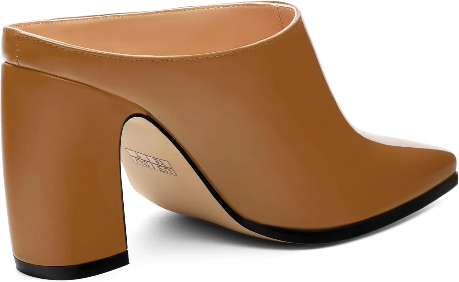 Womens Mules, Closed Square Toe Chunky Heel Mules, High Block Heel Backless Loafers Shoes, Slip On Mules for Women Dress Party Shoes 3.35 Inch