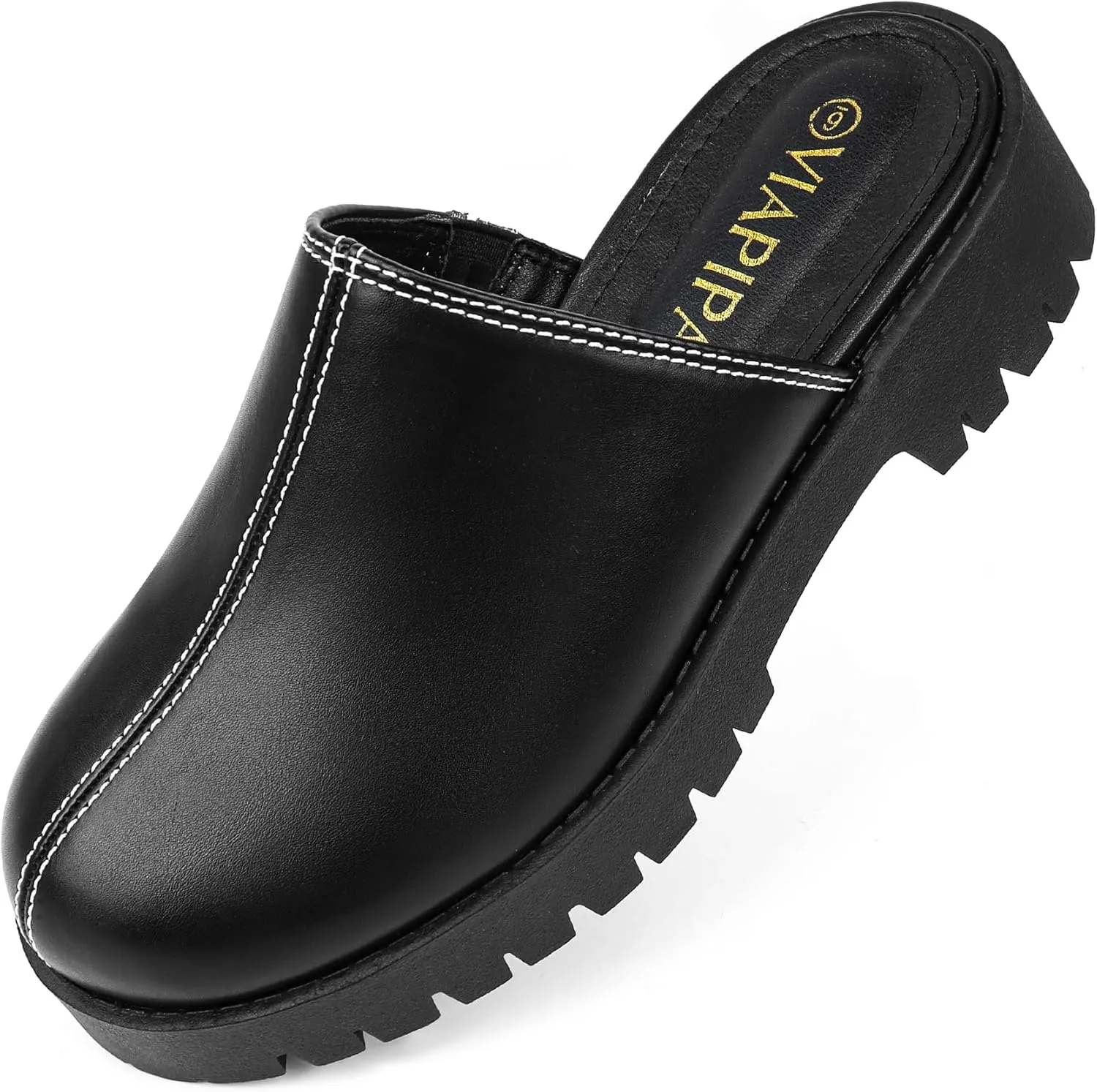 Womens Mules Slip on Shoes Platform Clogs for Women Thick-sole Slippers Toe-covering Sandals (Size 6-10)
