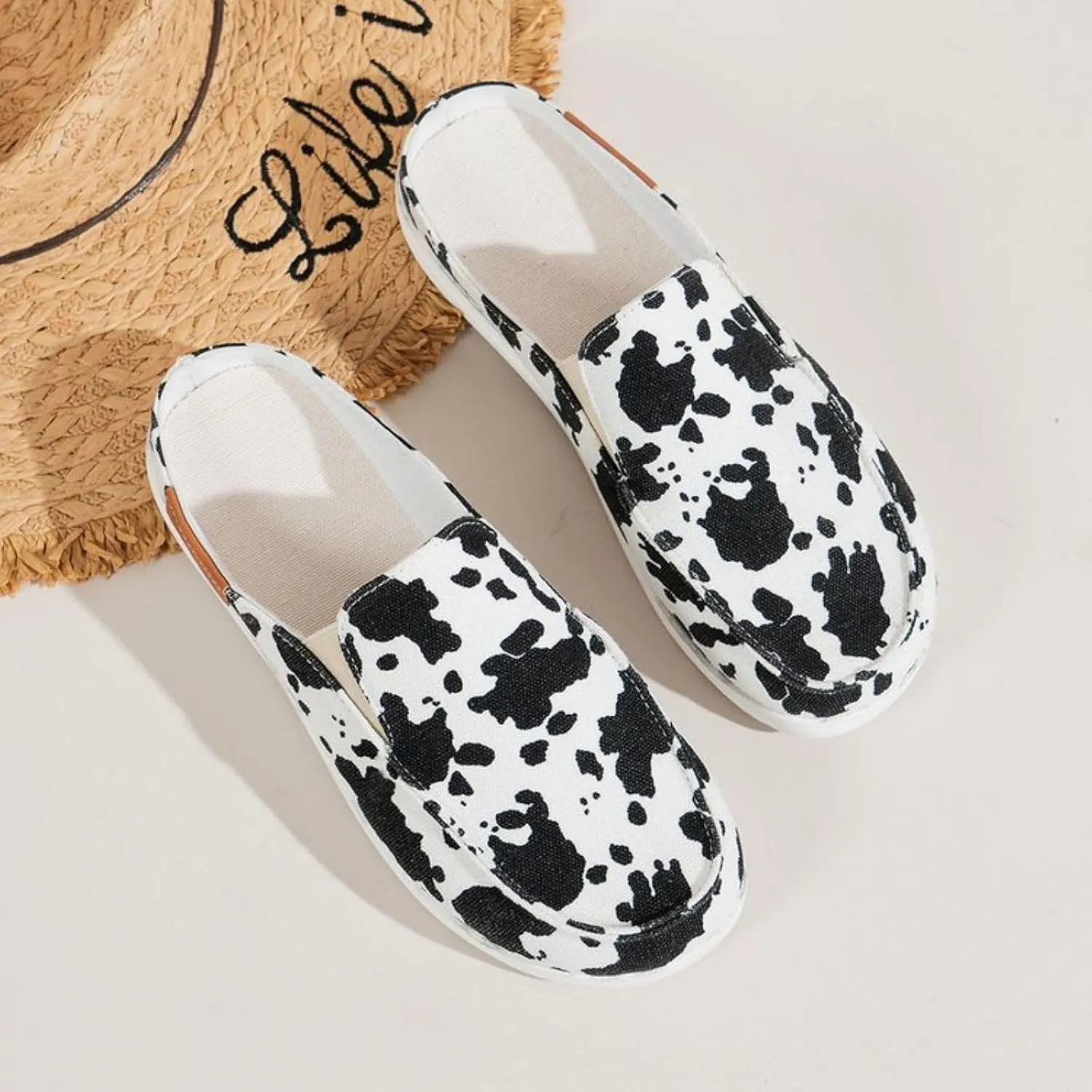 Womens Orthopedic Sandals for Nurses Lightweight Wide Width Sneakers Round Toe Flats Comfort Wear Shoes Casual Walking Shoes Open Back Loafers Canvas Slippers Non Slip Work Mule Flats Long Standing