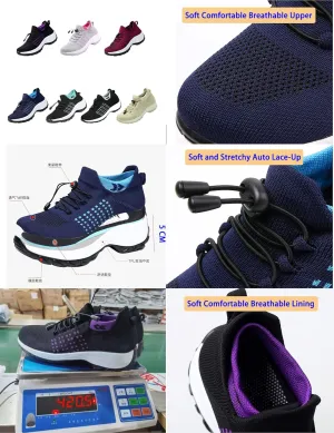 Women's Orthopedic Stretch Cushion Shoes Comfy Cloud Pro Breathe Mesh Sock Fashion Sneakers Wedge Running Footwear