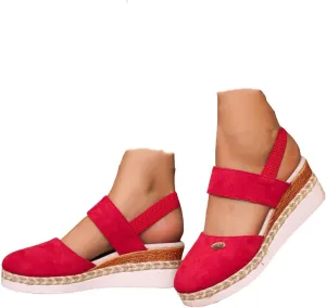 Women's Orthopedic Wedge Platform Sandals, Grey, Closed Toe, Ankle Strap, Comfortable, Casual