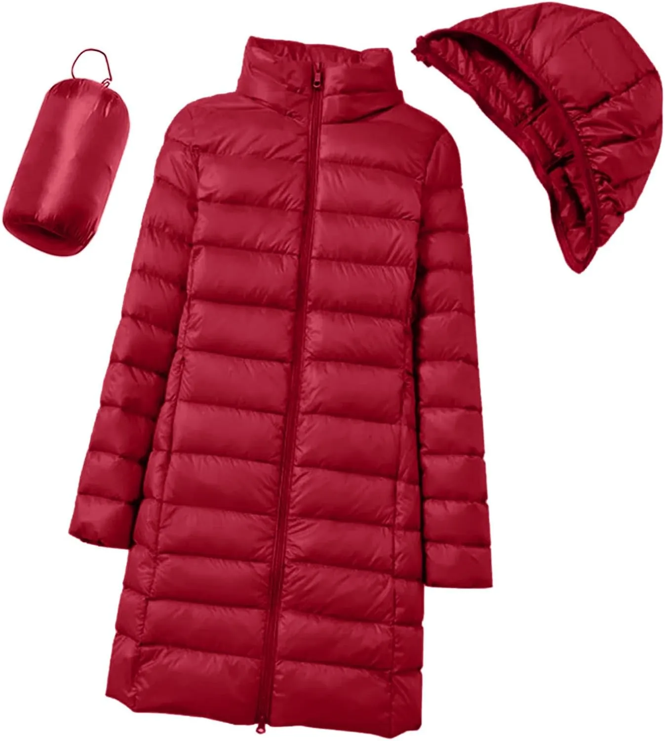 Women's Packable Lightweight Full Zip Jacket with Hood Quilted Winter Lightweight Coats Windproof Ladies Jackets