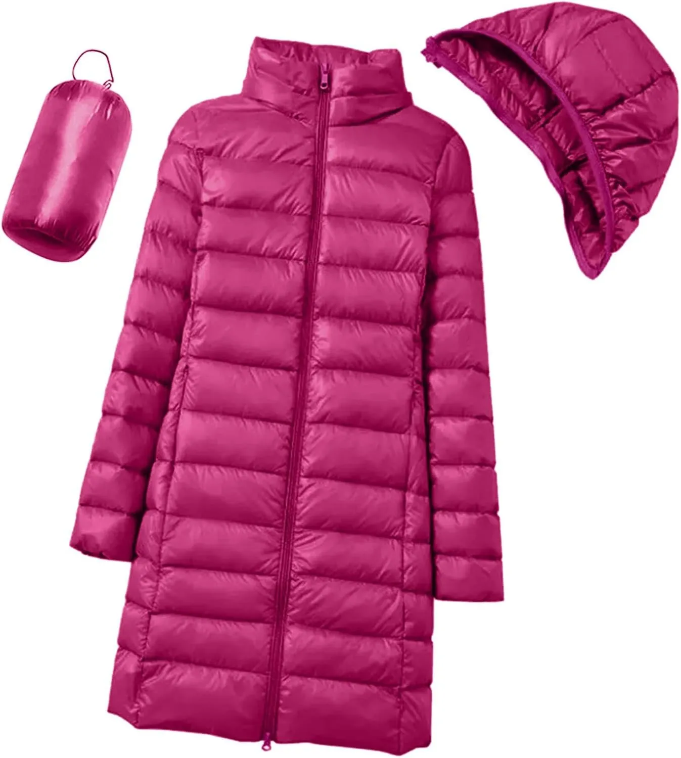 Women's Packable Lightweight Full Zip Jacket with Hood Quilted Winter Lightweight Coats Windproof Ladies Jackets