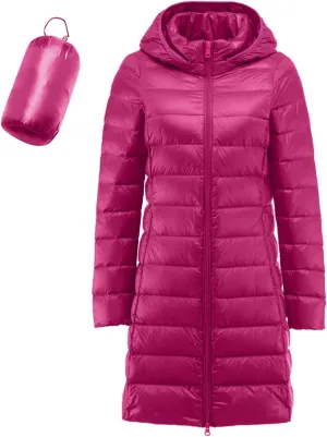 Women's Packable Lightweight Full Zip Jacket with Hood Quilted Winter Lightweight Coats Windproof Ladies Jackets