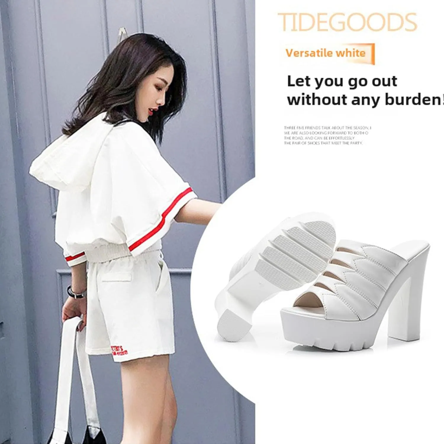 Women's Patent Leather Sexy Fish Mouth Platform Sandals Chunky High Heel Slip-On Mules Open Toe Summer Comfortable Heels for Parties Weddings Date Nights