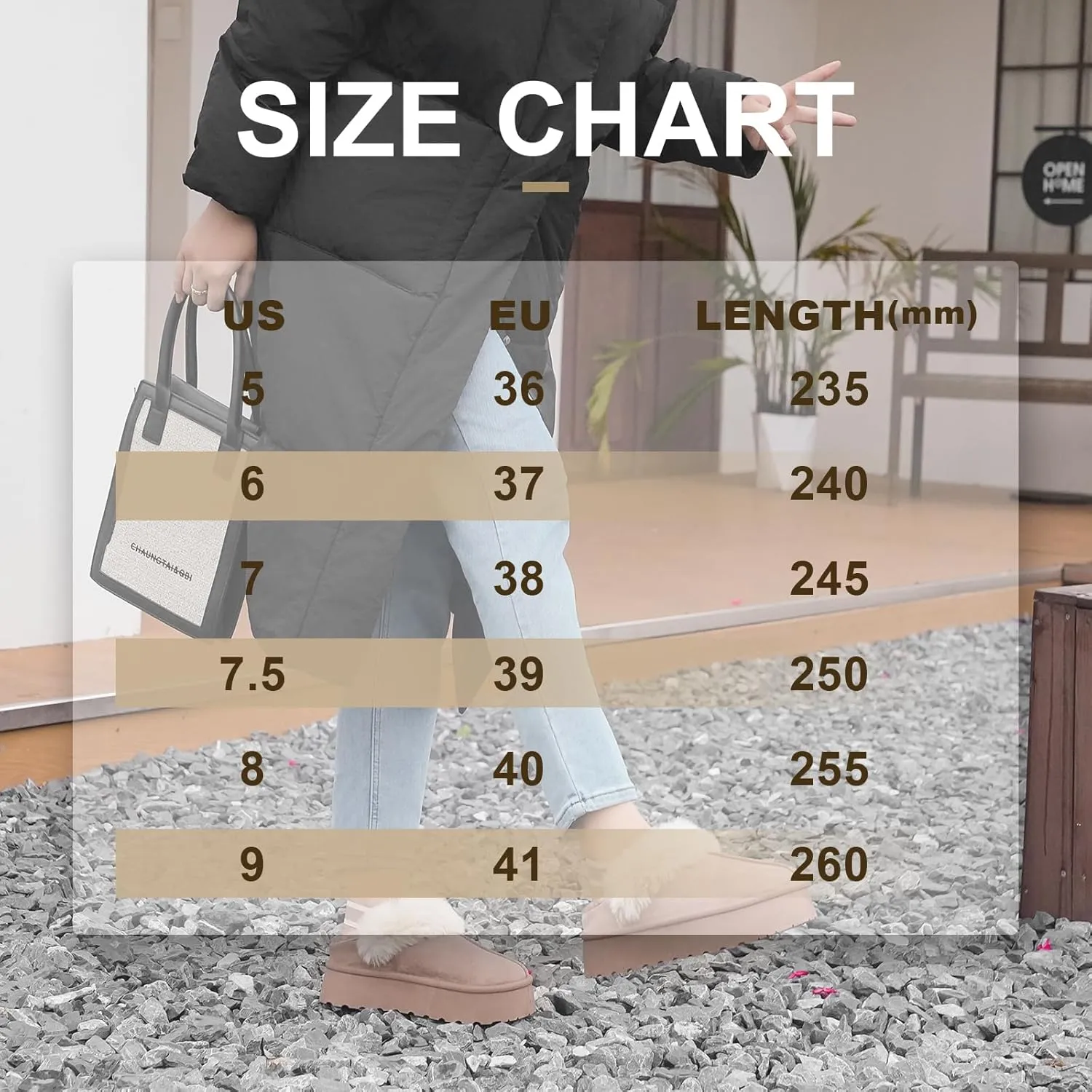 Women's Platform Fuzzy Slippers, Warm Winter Snow Mini Boots with Memory Foam, Fur Fleece Lined House Shoes Indoor and Outdoor