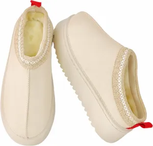Women's Platform Slippers Winter Mini Boots Anti-Slip Suede Slip on Women Sneakers Fur Lined House Slippers for Indoor Outdoor
