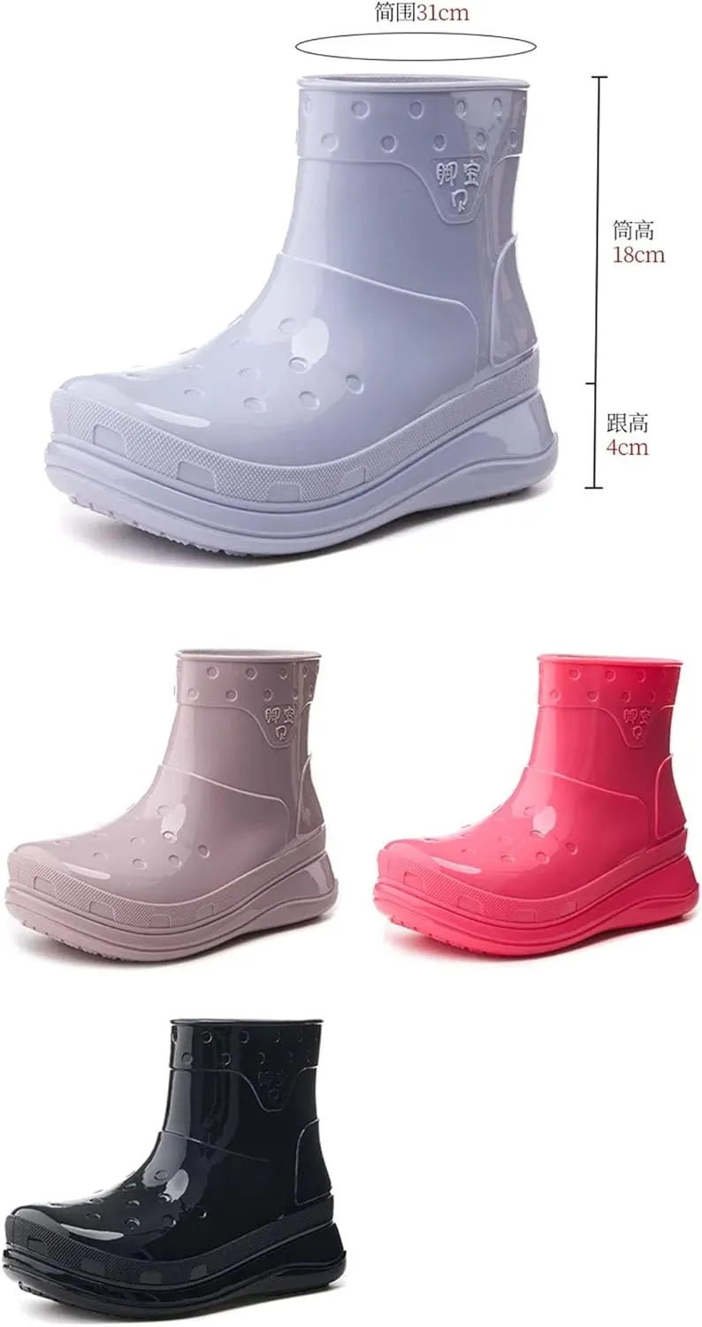 Women's Rain Boots Anti-Slip Mid-Calf Water Shoes For Work Fishing Trekking Crossing River