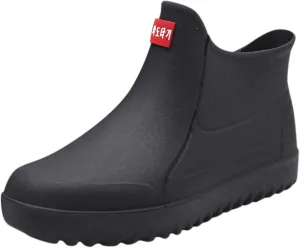 Womens Rain Boots Comfortable Mens Grounded Footwear Ruffle Ankle Booties Barefoot Shoes Casual Fall Short Rain Boots for Women Waterproof Garden Shoes Chelsea Boots