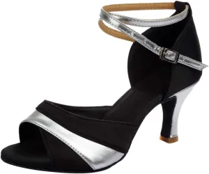 Womens Sandals Buckle Latin Dance Shoes Suede Sole Wedding Performance Dance Summer Open Toe Mid Heels Shoes