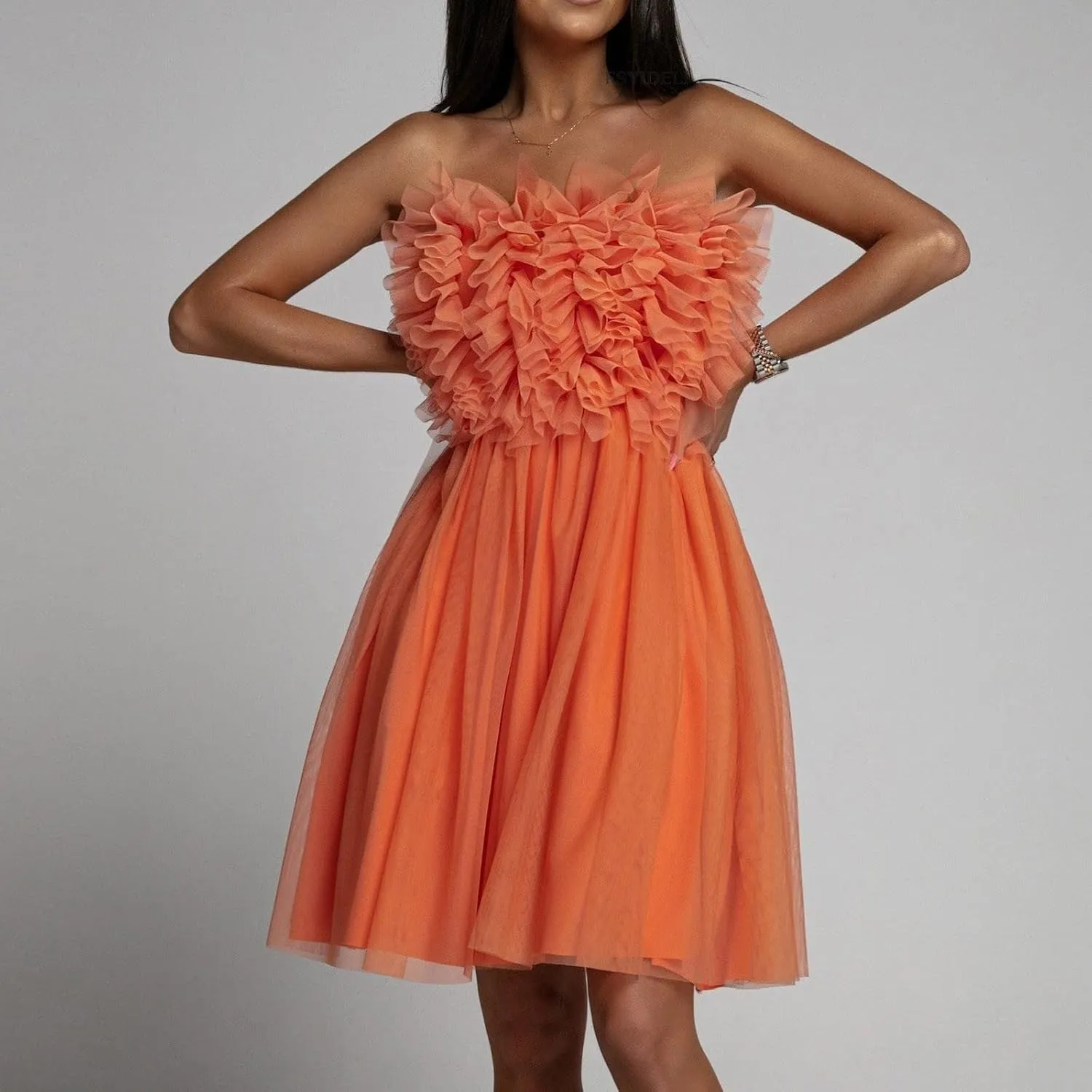 Womens Sexy Strapless Dress Fashion Sheath Skirts Puffy Sleeveless Elegant Gowns Dresses Prom Wedding Business Wear