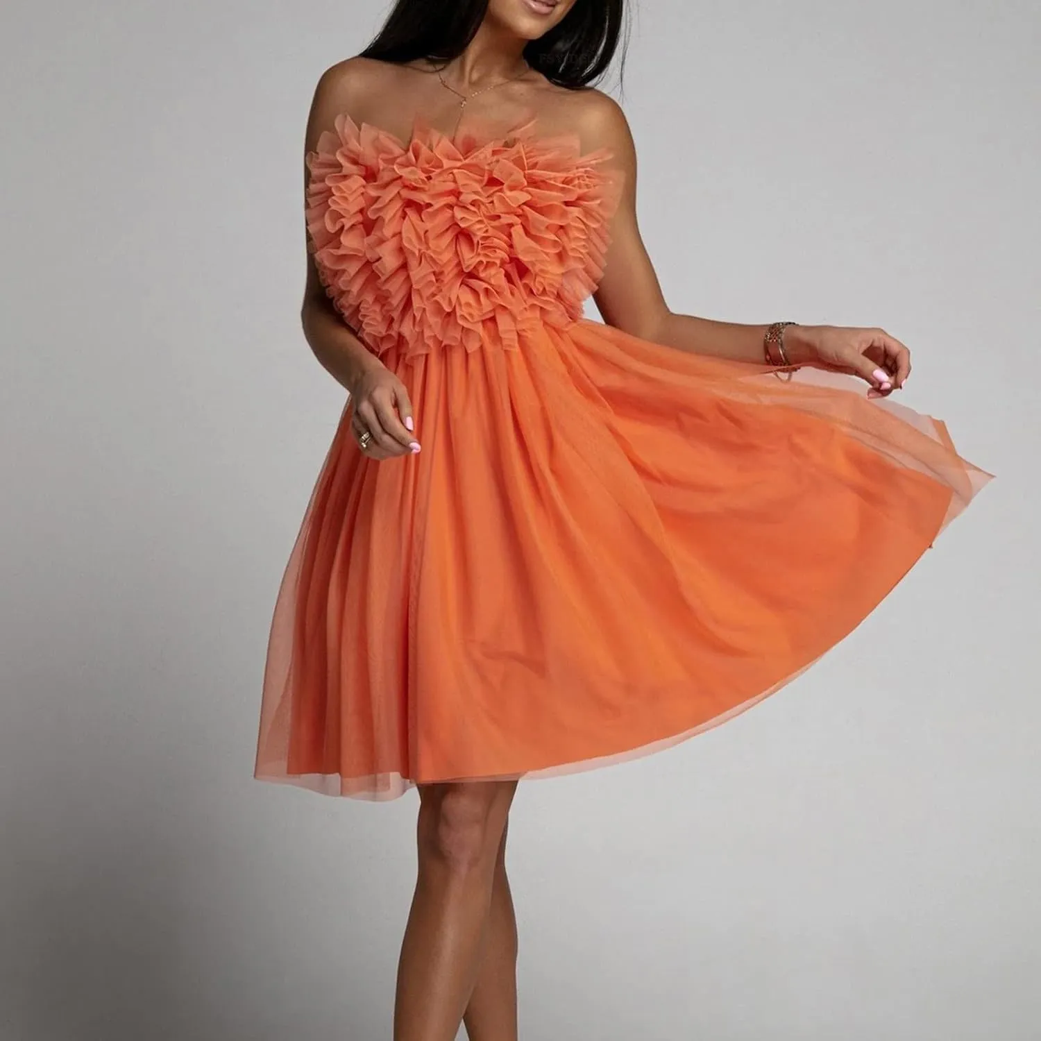 Womens Sexy Strapless Dress Fashion Sheath Skirts Puffy Sleeveless Elegant Gowns Dresses Prom Wedding Business Wear
