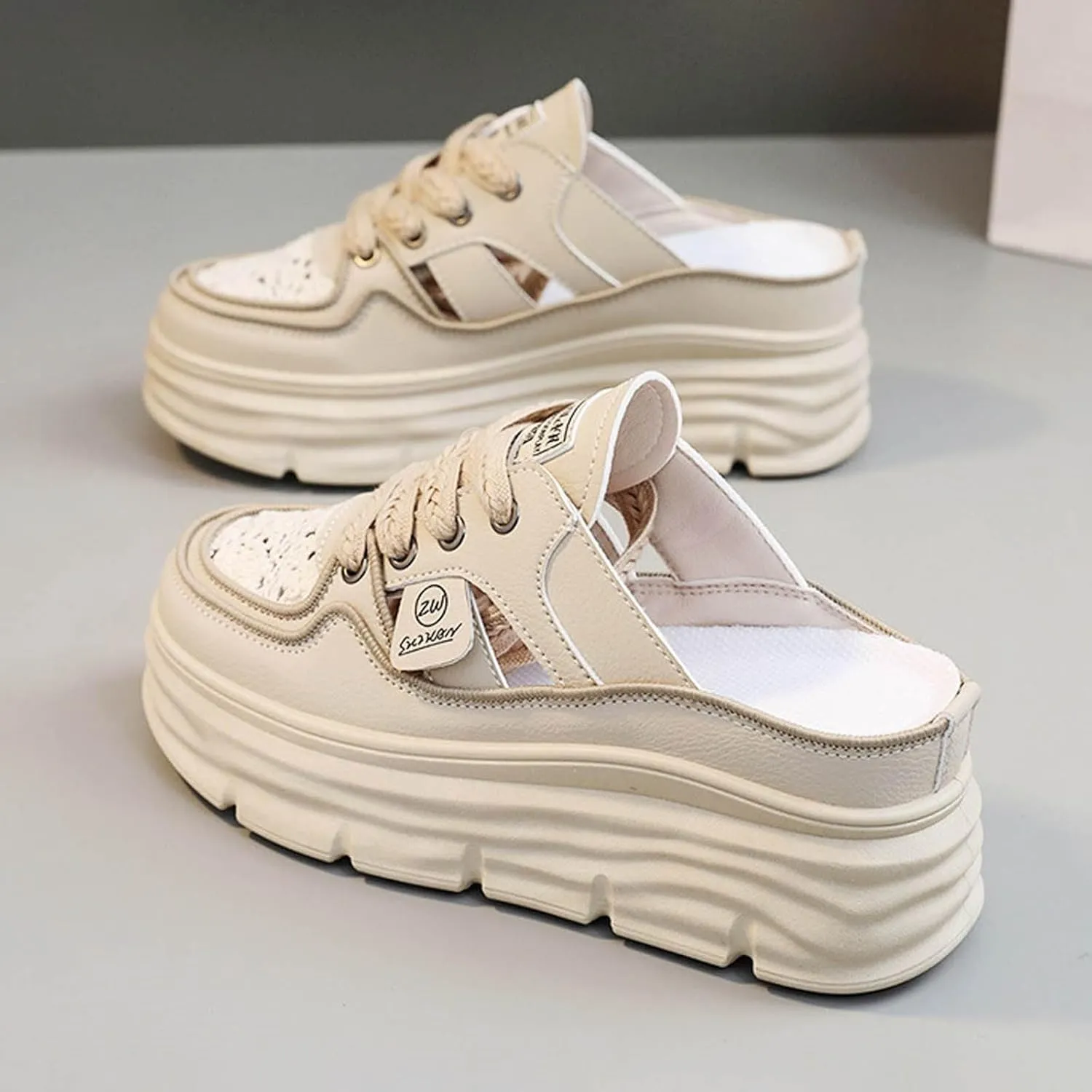 Women's Slip on Platform Sneakers Mule Shoes Comfortable Breathable Cutout Casual Clogs