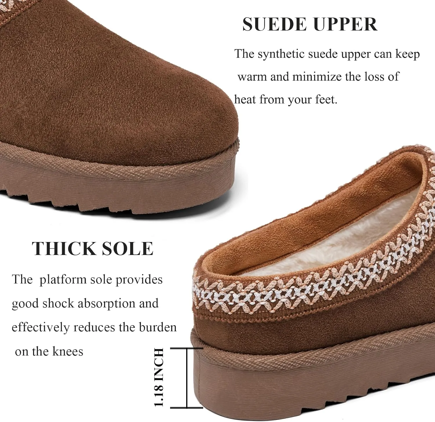 Women's Slippers Platform Mini Boots Anti-Slip Boot For Outdoor Short Ankle Boot Fur Fleece Lined Sneakers House slippers