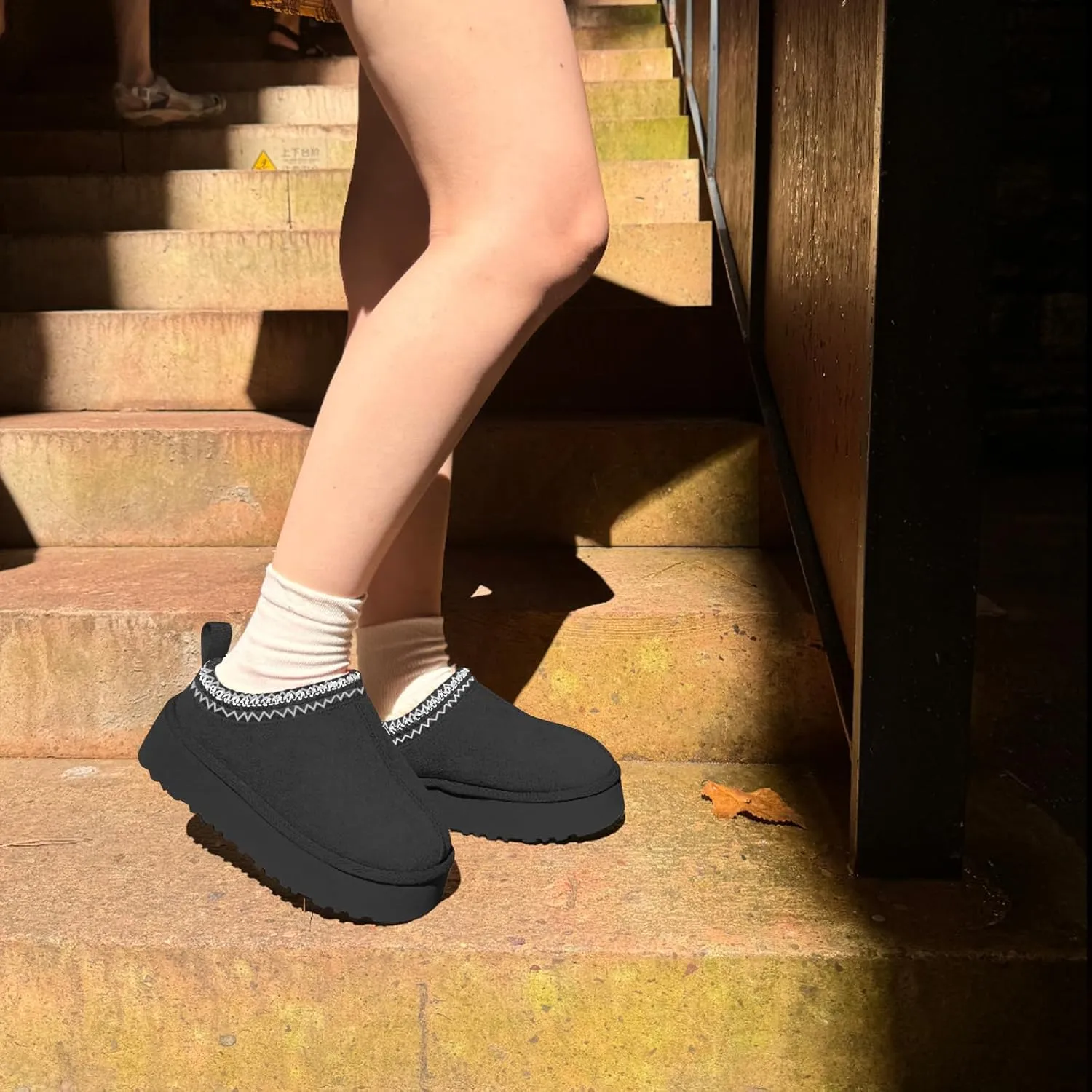 Women's Slippers Platform Mini Boots for Women Short Ankle Boot Fur Fleece Lined House Slippers Anti-Slip Boot For Outdoor