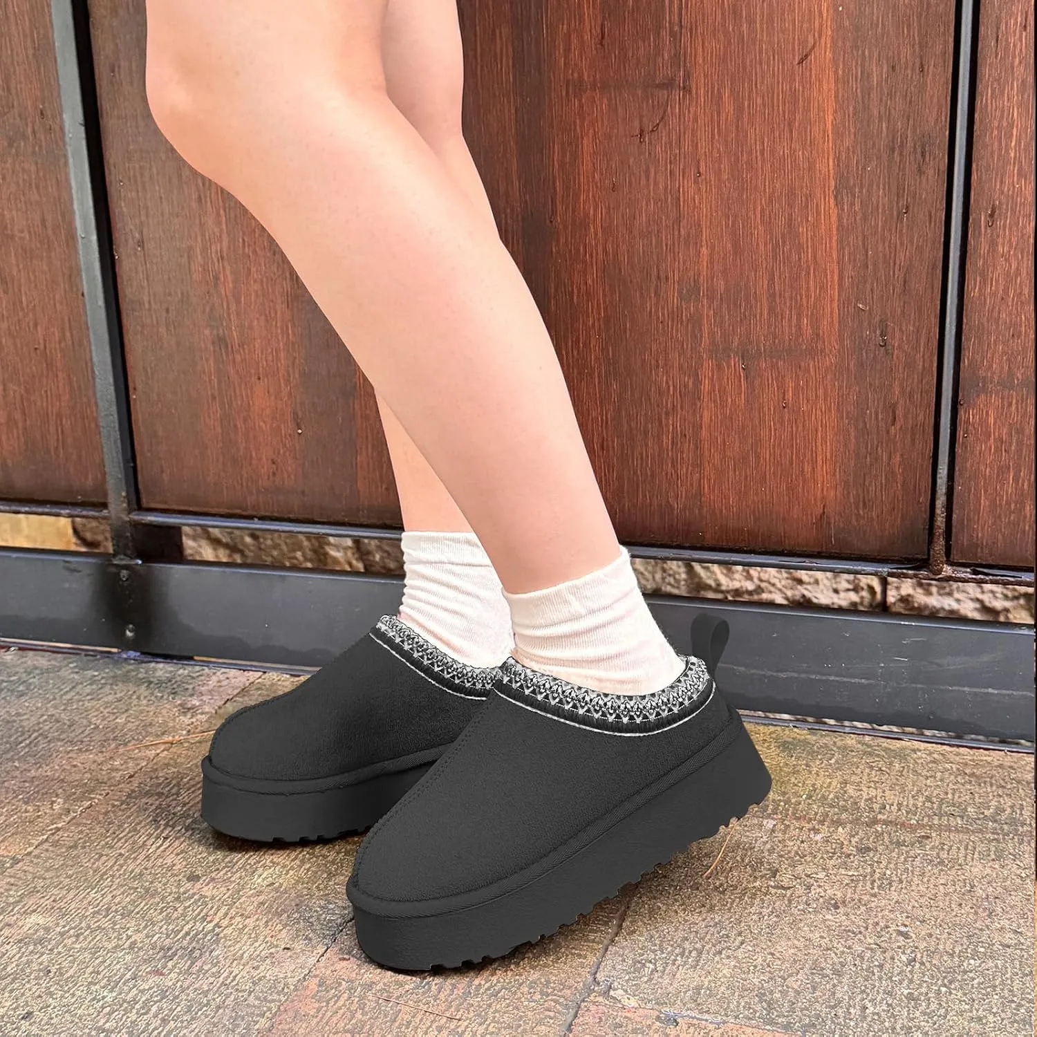 Women's Slippers Platform Mini Boots for Women Short Ankle Boot Fur Fleece Lined House Slippers Anti-Slip Boot For Outdoor