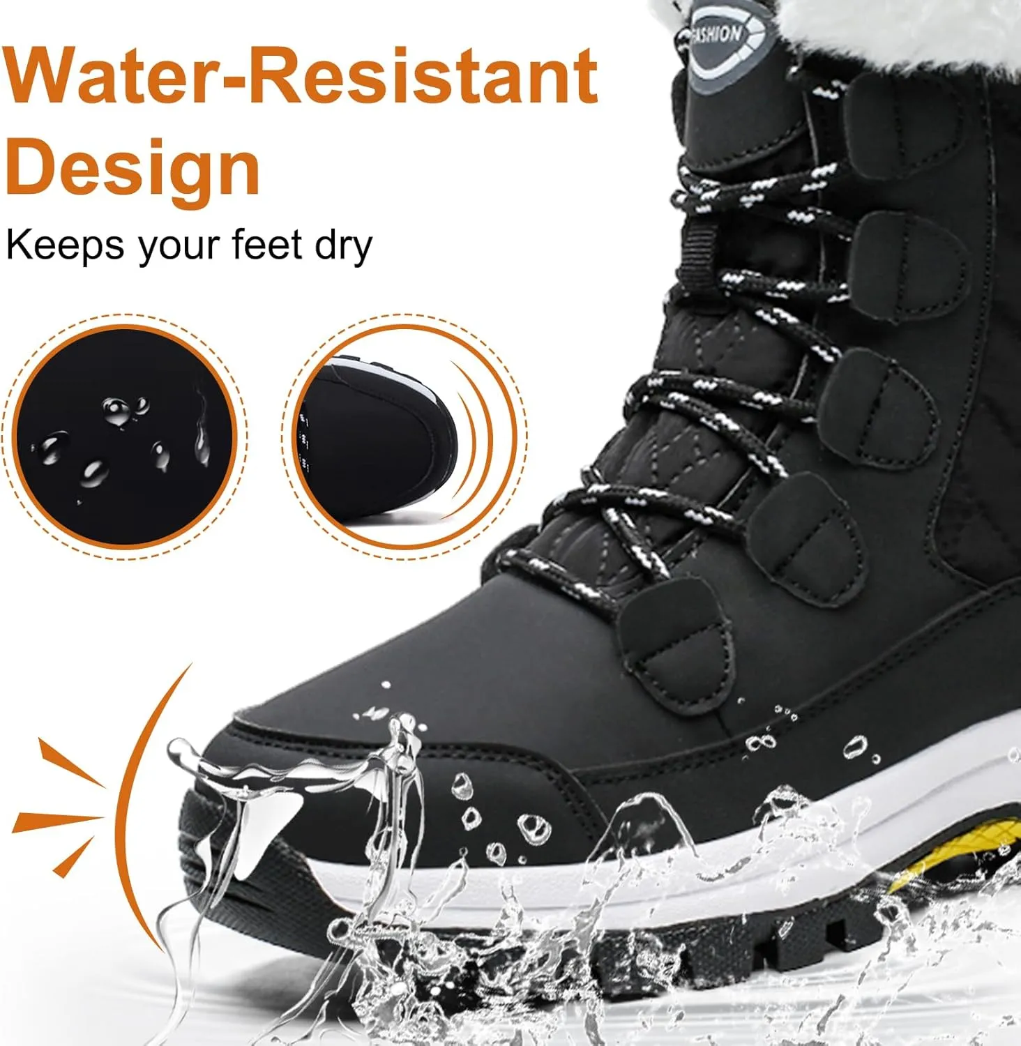 Womens Snow Boots Winter Waterproof Warm Fur Lined Mid Calf Booties Comfortable Outdoor Anti-Slip Ankle Boots Walking Winter Shoes