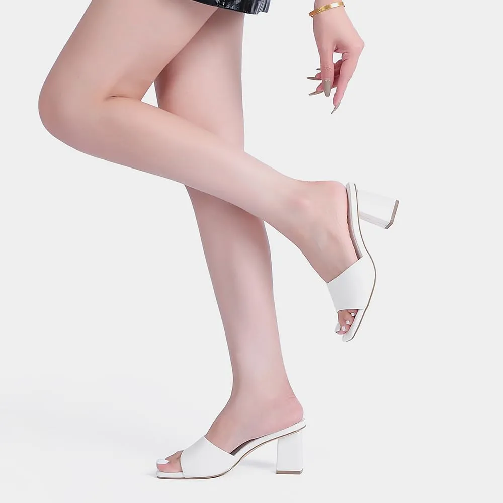 Women's Square Open Toe Heeled Sandals Glossy Material Mules Slip On Low Block Chunky Heeled Sandal on Comfortable Casual Dress Pumps Shoes with Sense of Luxury