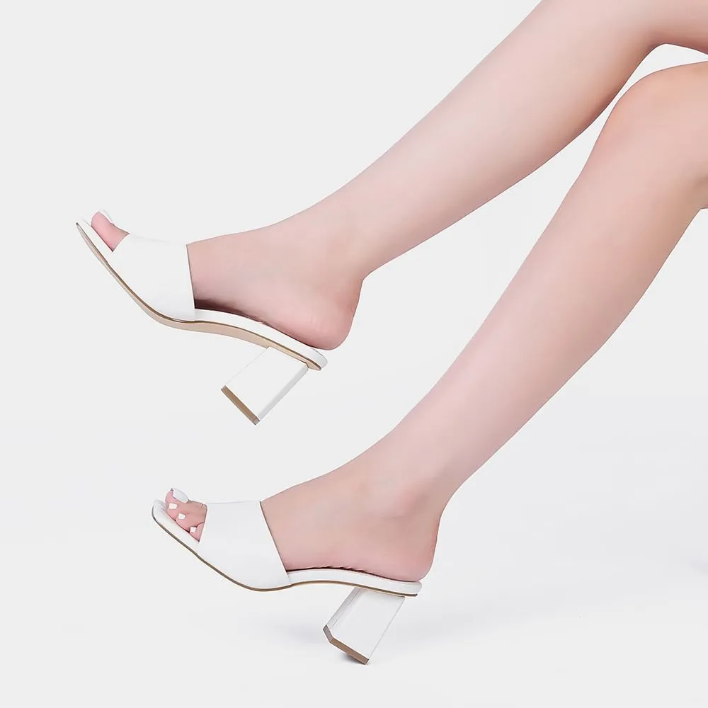 Women's Square Open Toe Heeled Sandals Glossy Material Mules Slip On Low Block Chunky Heeled Sandal on Comfortable Casual Dress Pumps Shoes with Sense of Luxury