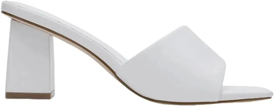 Women's Square Open Toe Heeled Sandals Glossy Material Mules Slip On Low Block Chunky Heeled Sandal on Comfortable Casual Dress Pumps Shoes with Sense of Luxury