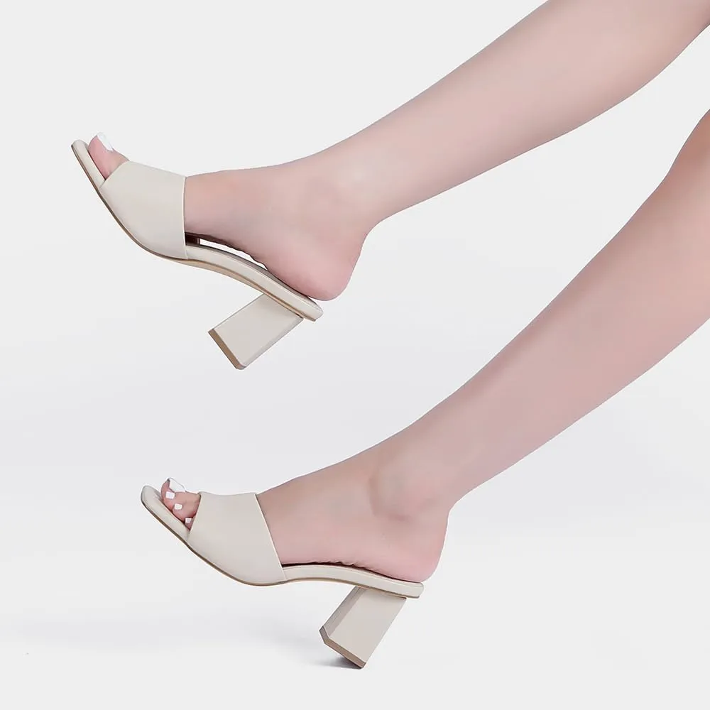 Women's Square Open Toe Heeled Sandals Glossy Material Mules Slip On Low Block Chunky Heeled Sandal on Comfortable Casual Dress Pumps Shoes with Sense of Luxury
