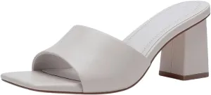Women's Square Open Toe Heeled Sandals Glossy Material Mules Slip On Low Block Chunky Heeled Sandal on Comfortable Casual Dress Pumps Shoes with Sense of Luxury